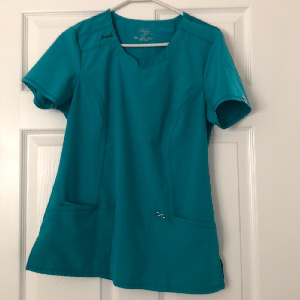 Cherokee infinity teal scrub top